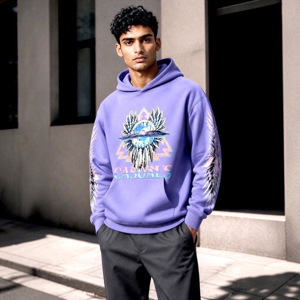 CAMPUS GOODS LA World Tour Hoodie Vintage Purple 100 Cotton Eagle Graphic XL